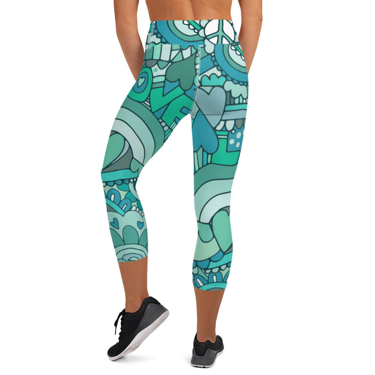 "Ocean Love" Yoga Capri Leggings