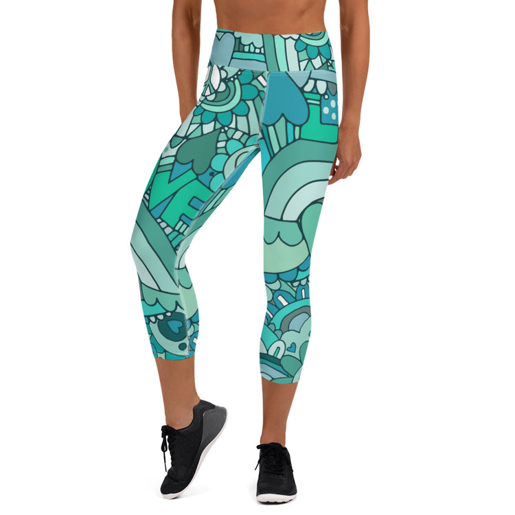 "Ocean Love" Yoga Capri Leggings