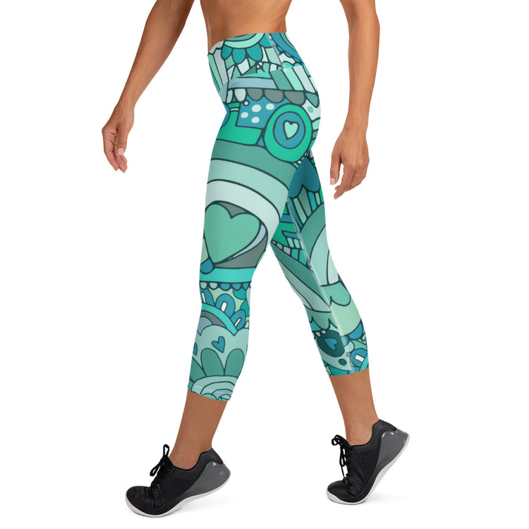 "Ocean Love" Yoga Capri Leggings