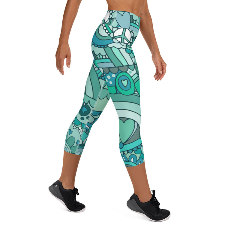 "Ocean Love" Yoga Capri Leggings